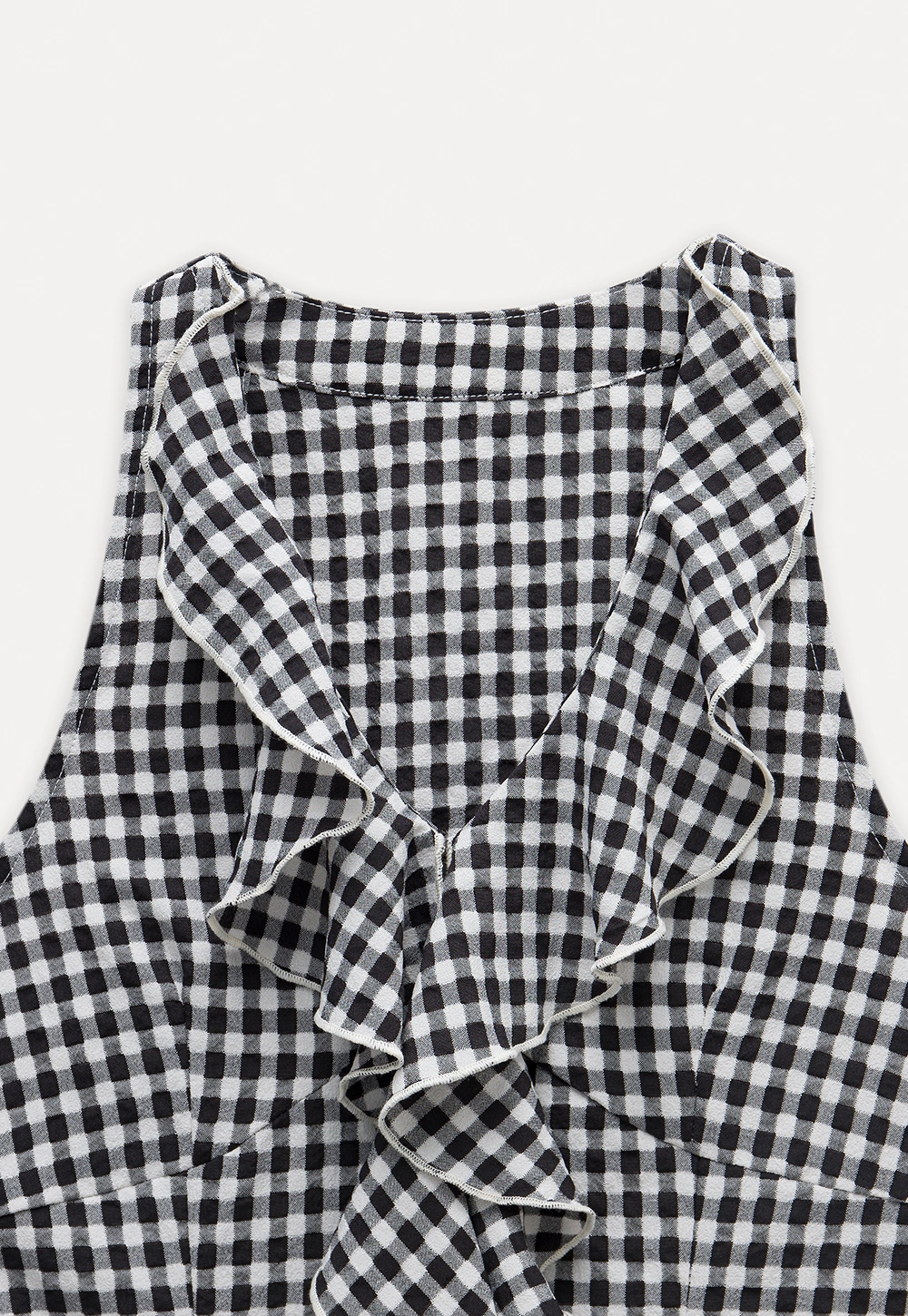 Ruffled Gingham Check Sleeveless Top