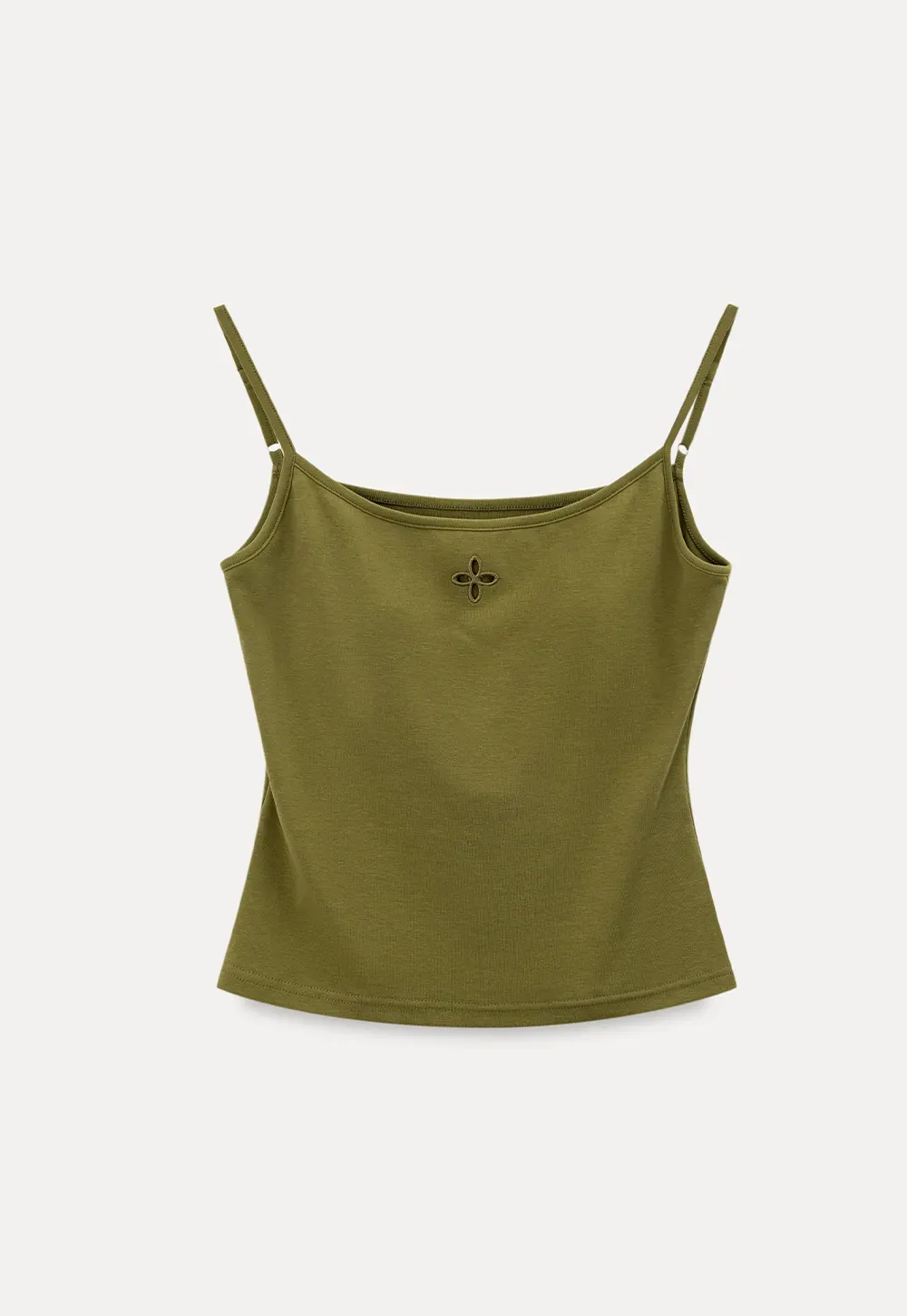 Gray tank top with small embroidered cross detail