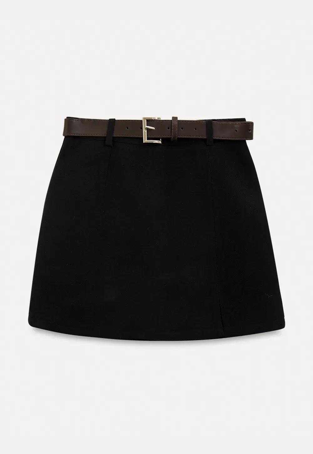 Elegant Mini Skirt with Front Slit and Button Detail