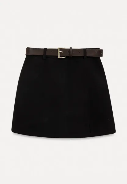 Elegant Mini Skirt with Front Slit and Button Detail