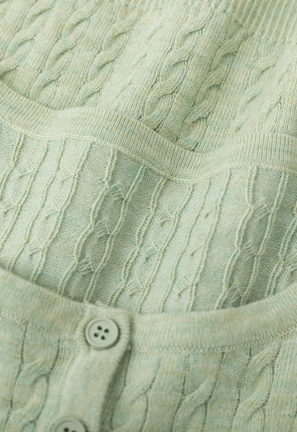 Cable Knit Long Sleeve Sweater with Button Detail