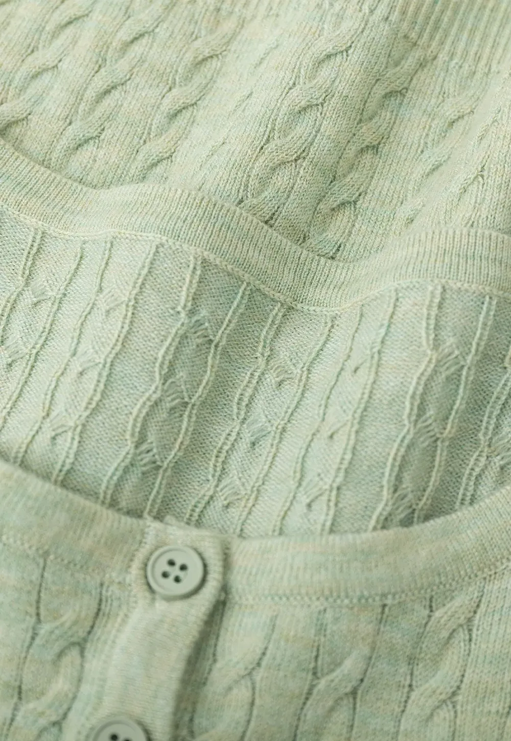 Cable Knit Long Sleeve Sweater with Button Detail