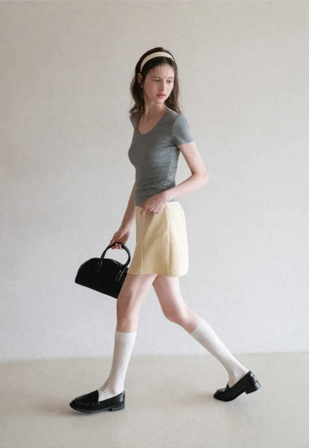 Short Sleeve Crop Top with Back Buttons