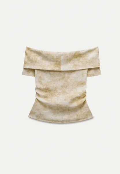 Women’s Off-Shoulder Top with Textured Print