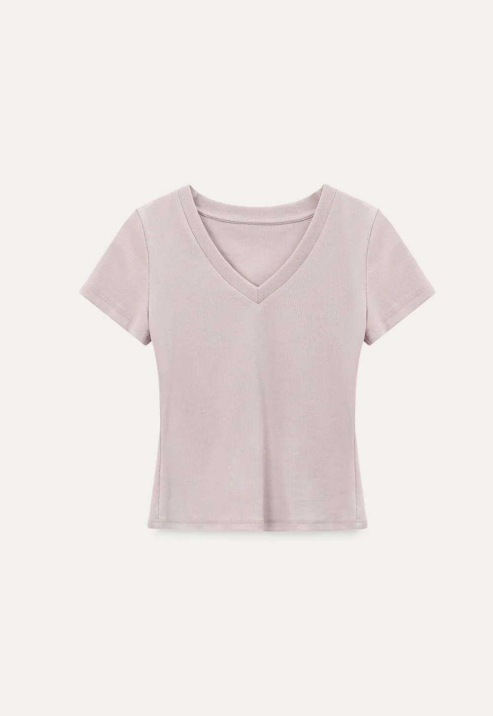 V neck short sleeve knit t shirt