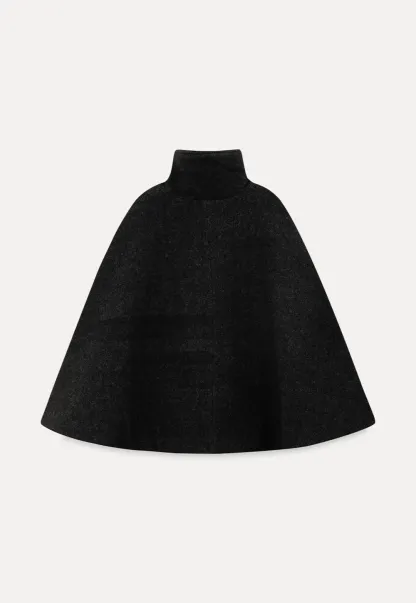 Wool Cape with High Neck Design