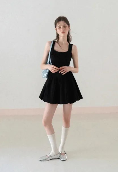 Sleeveless Square Neck Flared Mini Dress