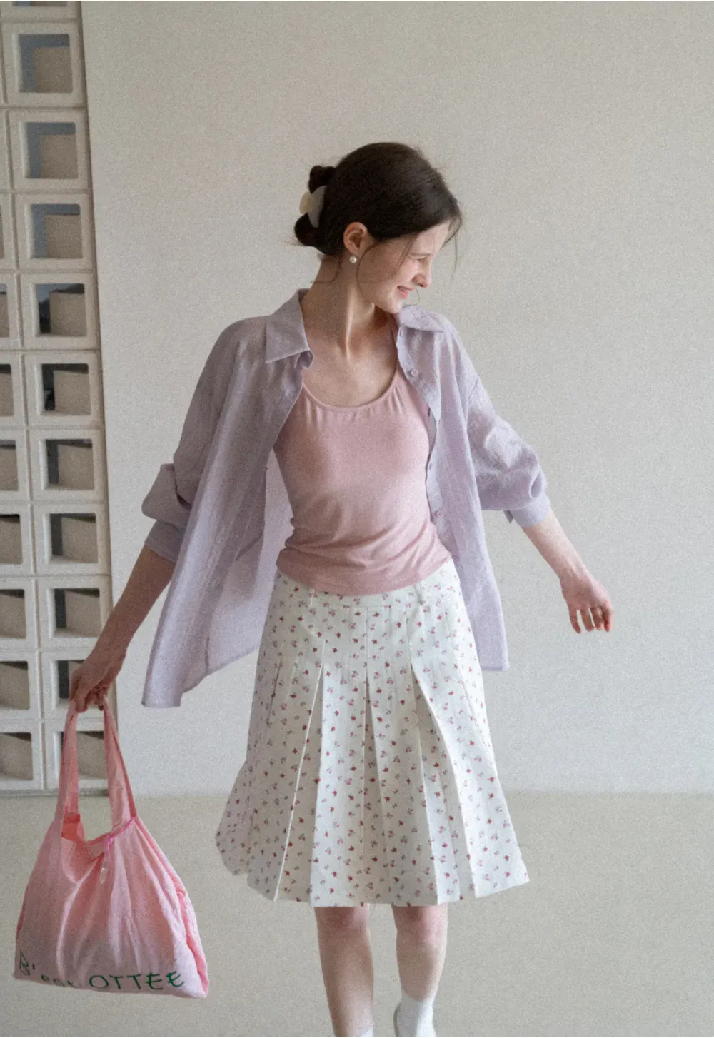 Lightweight Button Up Shirt with V Neck and Long Sleeves