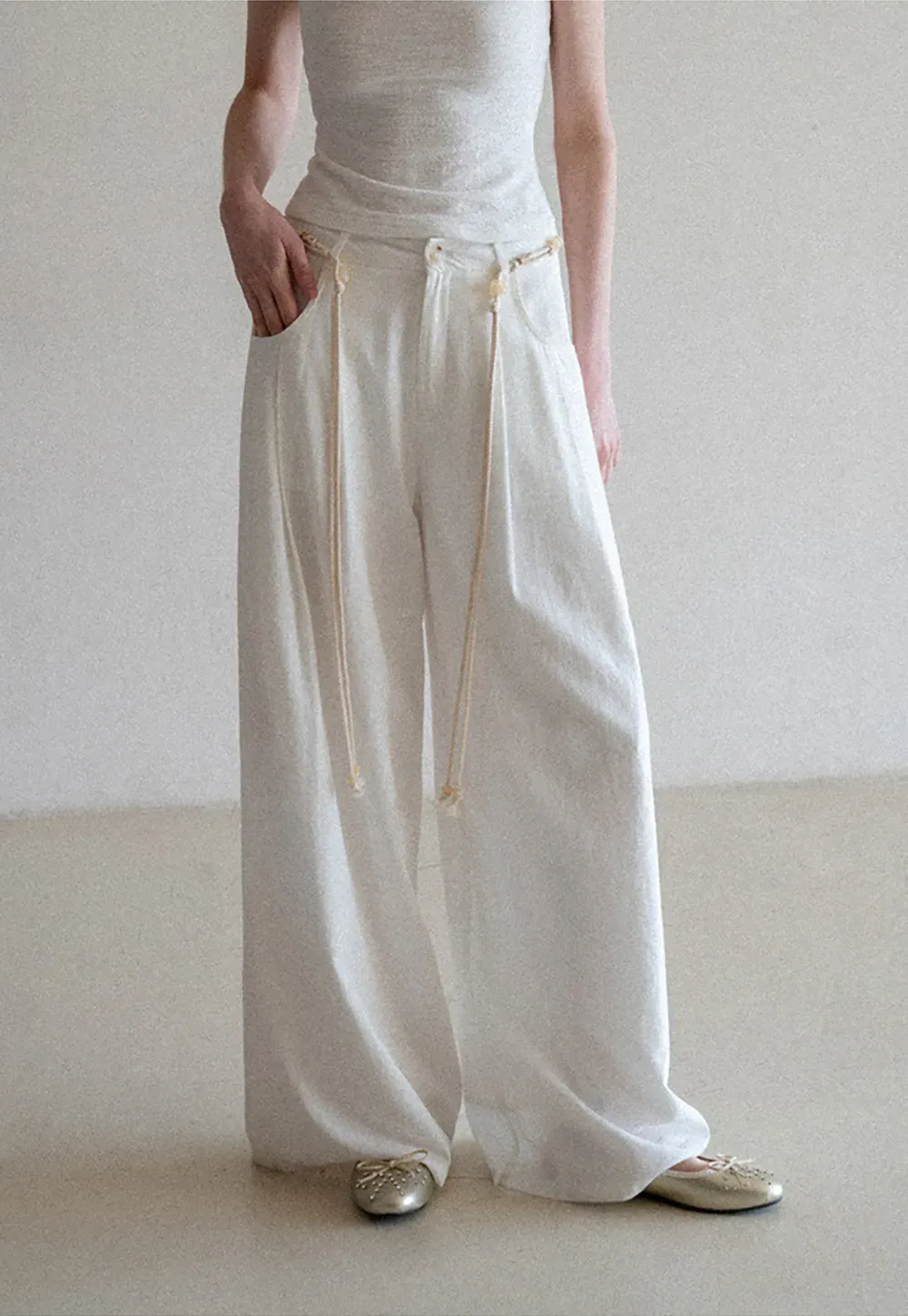 Casual Pants with Wide Legs and Pleats