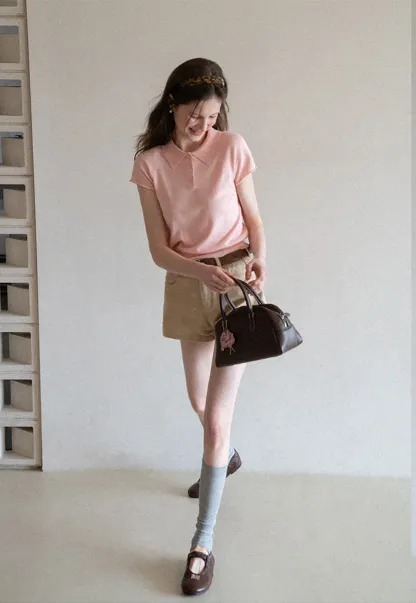 Short Sleeve Knit Polo Shirt