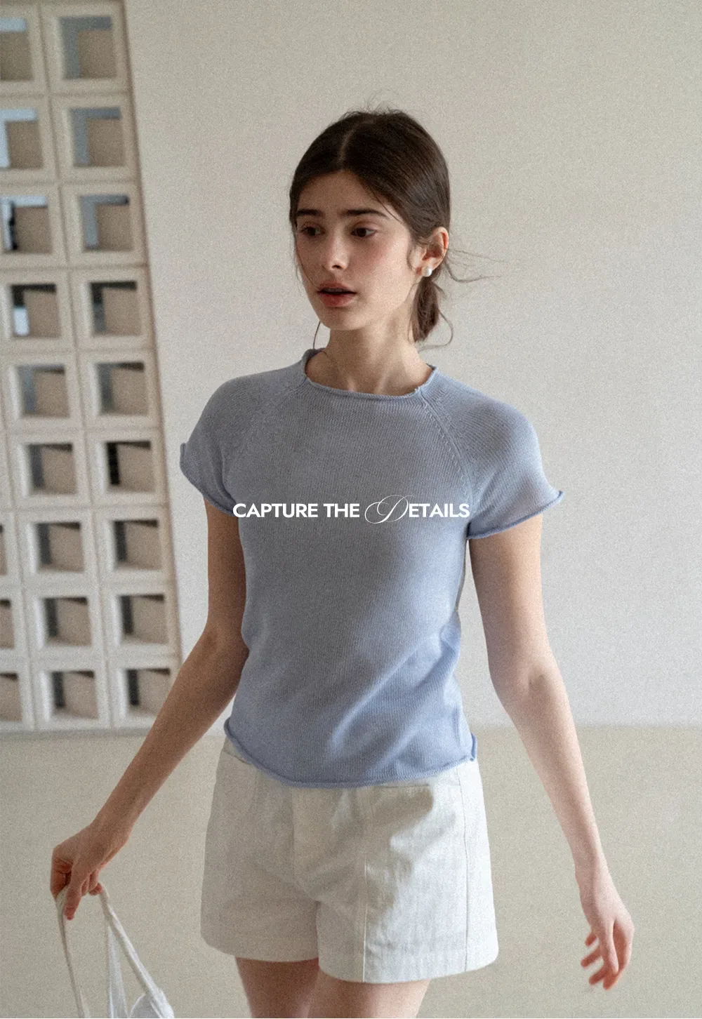 Short Sleeve Ribbed Knit Top with Raglan Sleeves