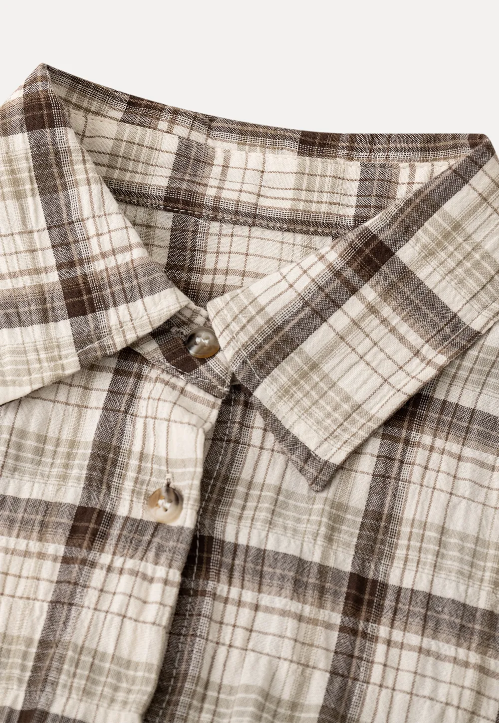 Plaid Shirt with Rolled Sleeves and Button Front