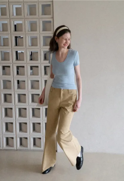 Wide Leg Casual Pants with Back Pockets