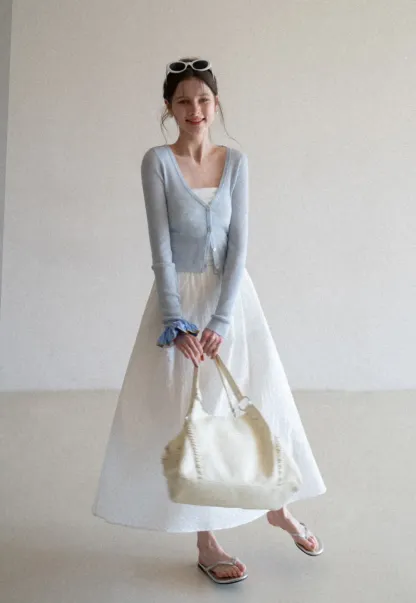 Lightweight Ribbed Knit Cardigan with Open Front