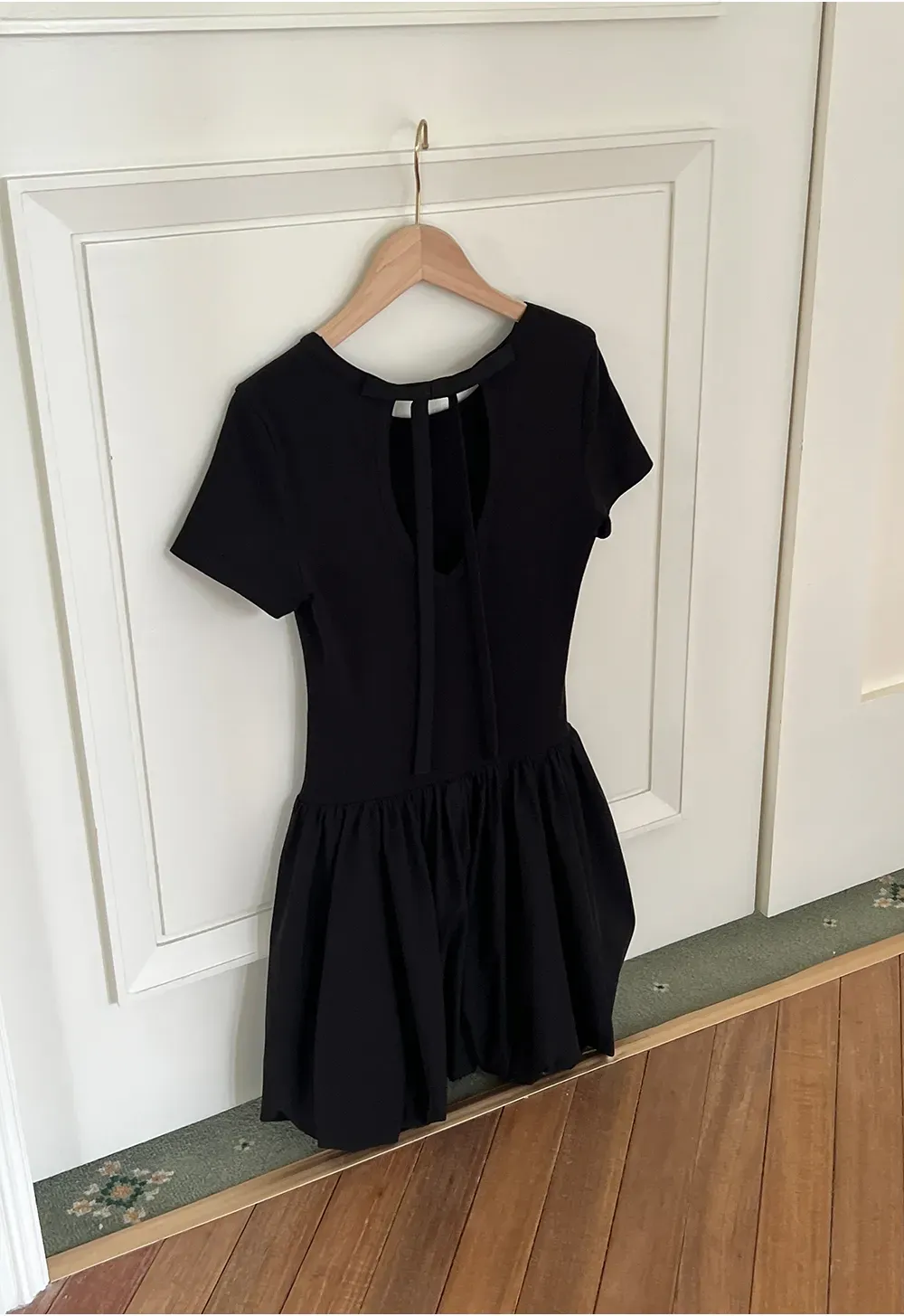 Short Sleeve Dress with Back Cutout and Bow Detail