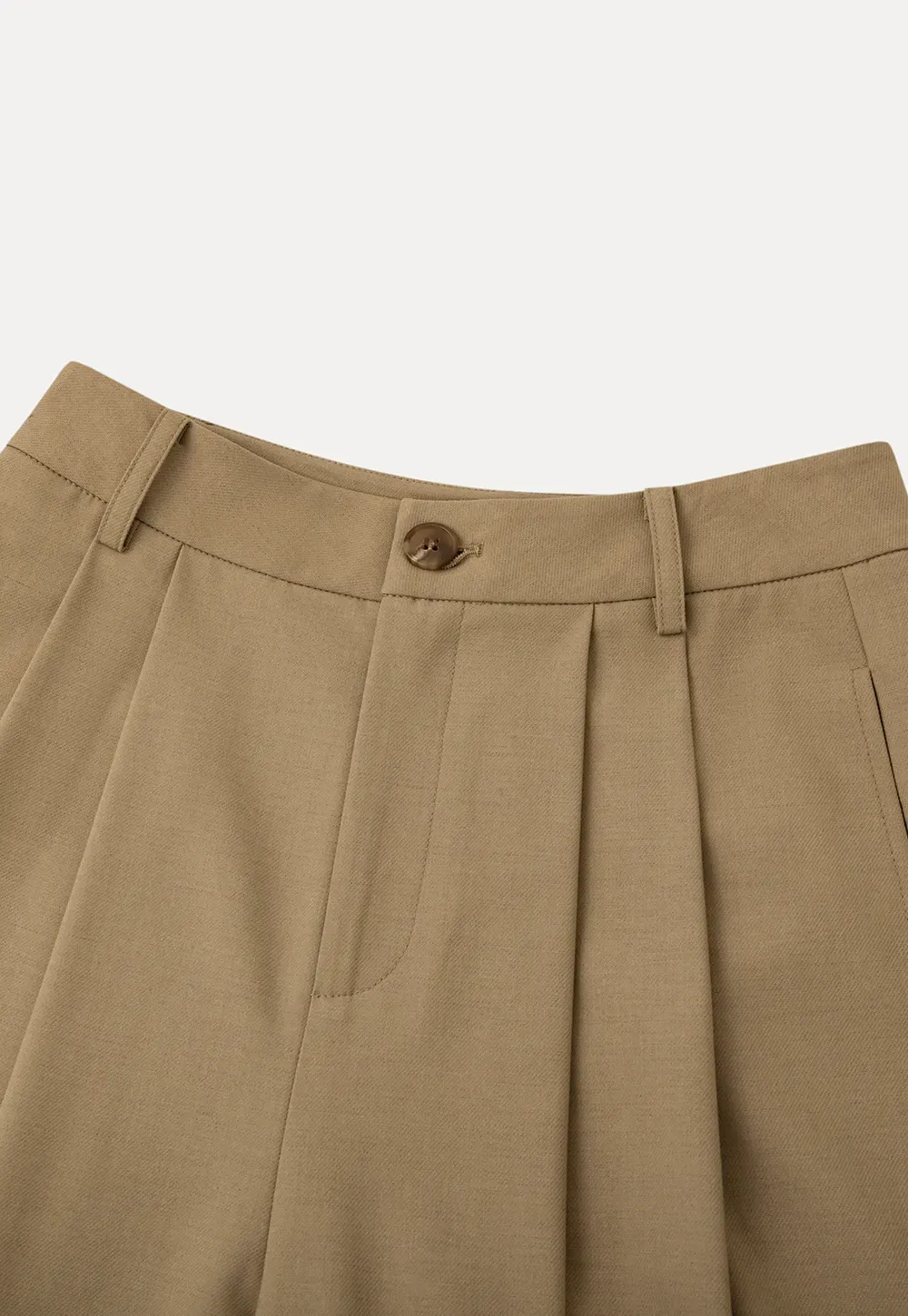 Wide leg pleated casual pants with front pockets