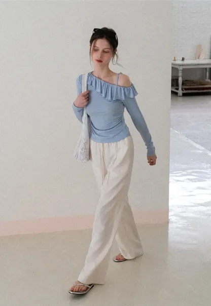 Wide Leg Drawstring Casual Pants