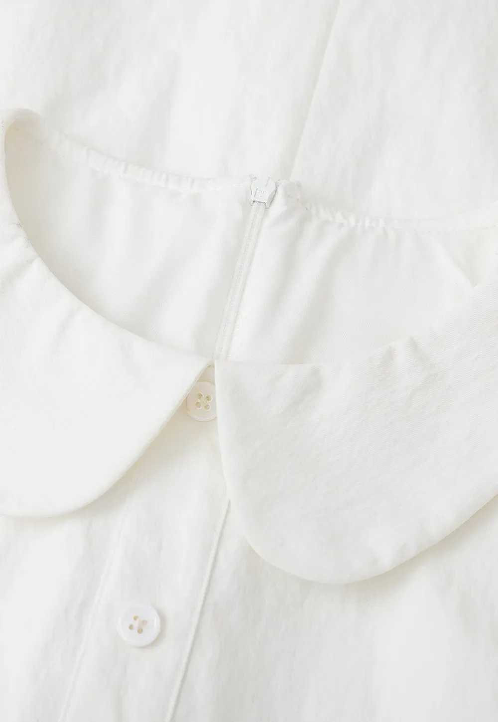 Button Front Dress with Peter Pan Collar and Short Sleeves