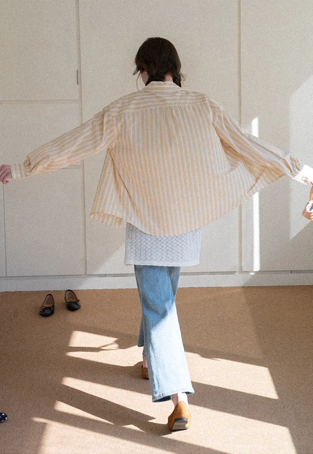 Striped Oversized Shirt with Button Detailing