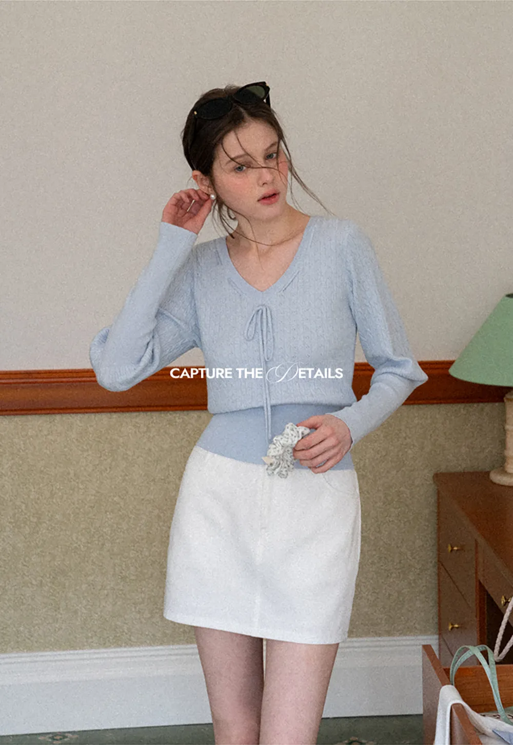 A-line mini skirt with front zipper and belt loops