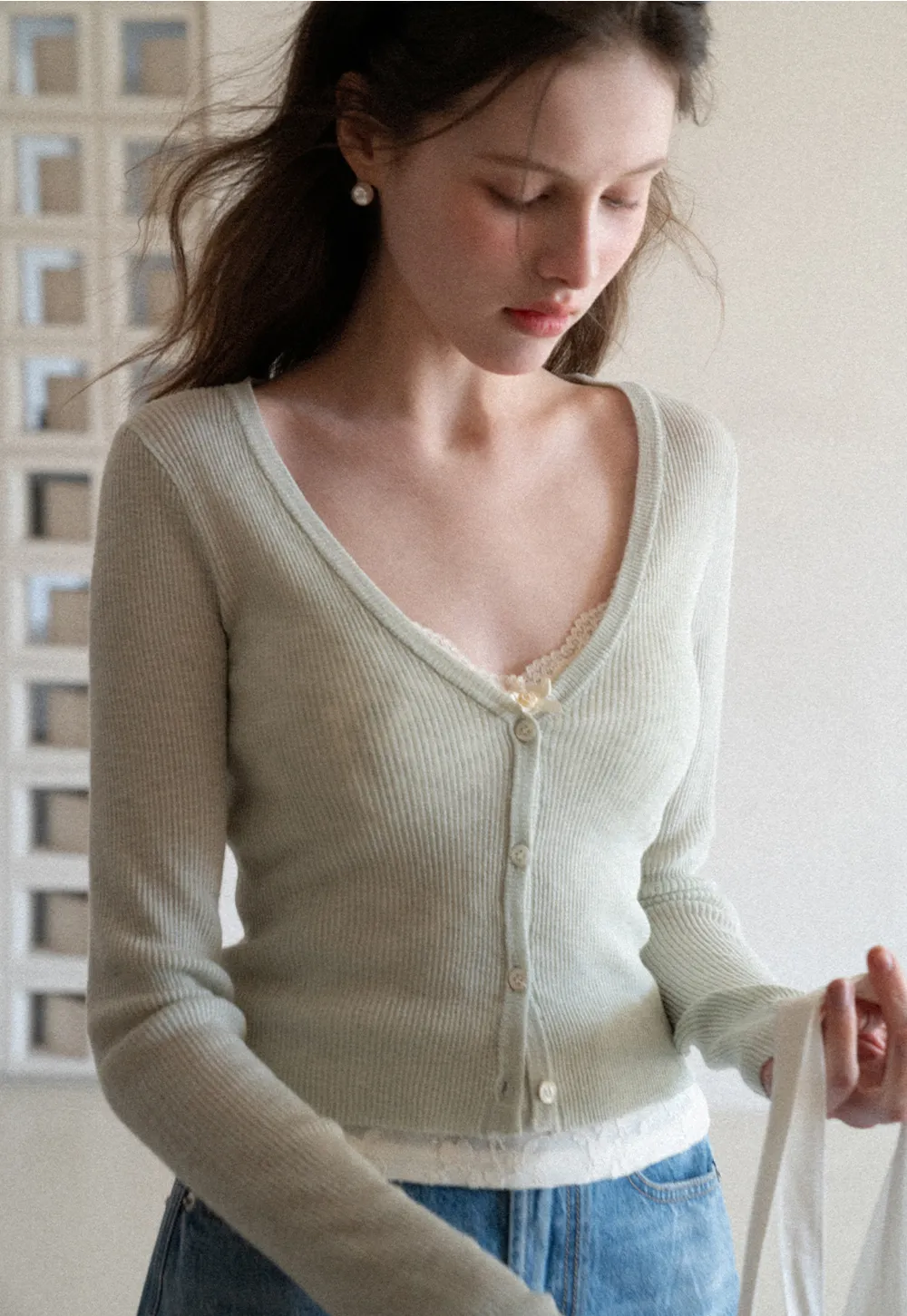 Lightweight Ribbed Knit Cardigan with Open Front