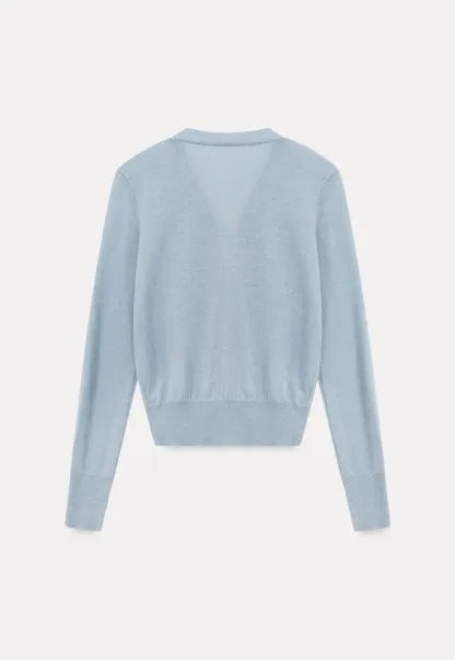 Lightweight Long Sleeve Knit Sweater with Ruffled Trim