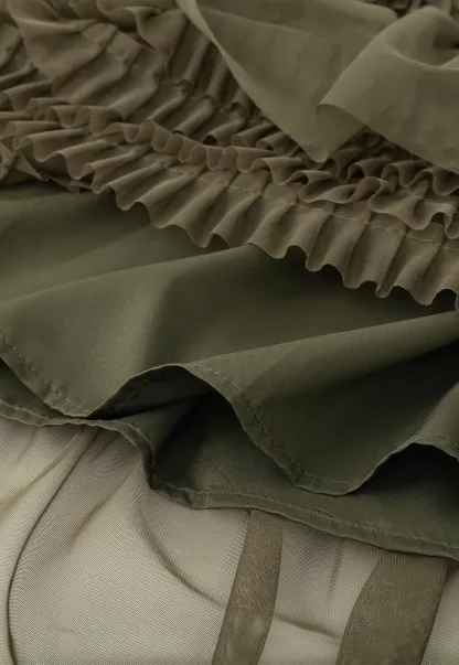 Tiered Ruffled Sheer Skirt with Drawstring Waist