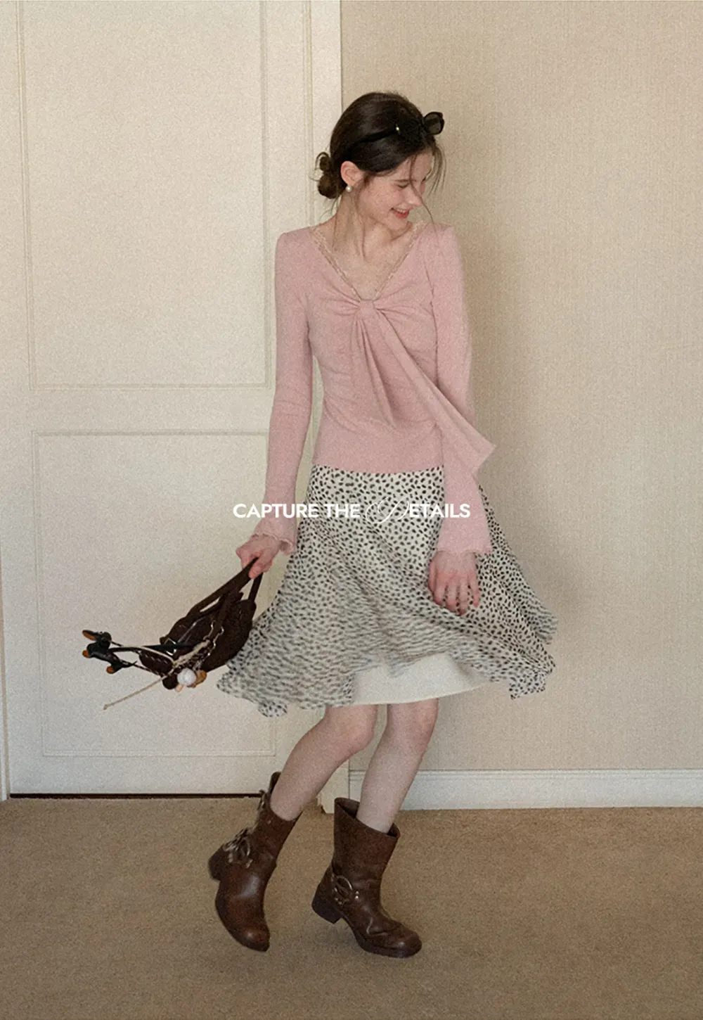 Flowing hem leopard print skirt with ruffle details