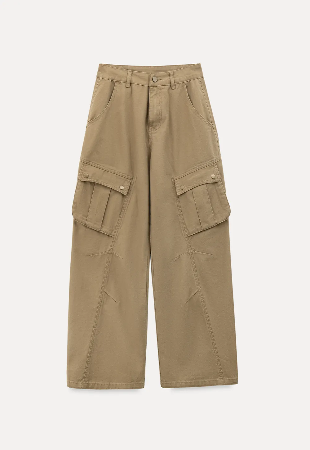 Wide leg utility pants with back pockets and side seams