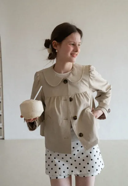 Short Jacket with Peter Pan Collar and Buttons