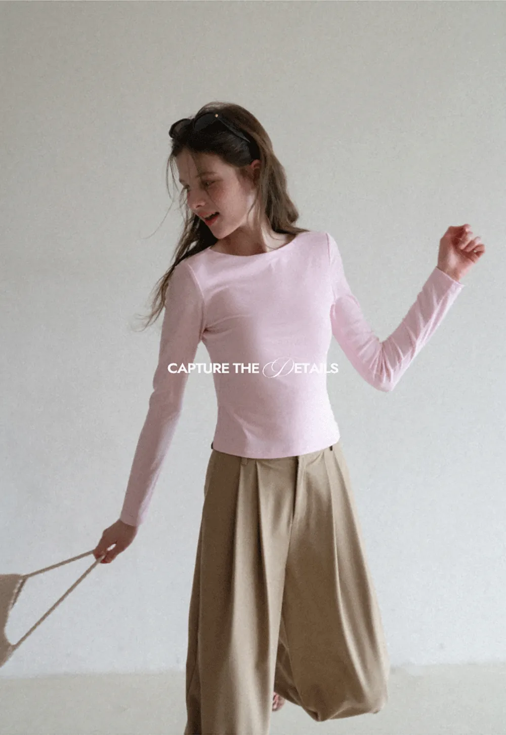 long sleeve boat neck slim fit top