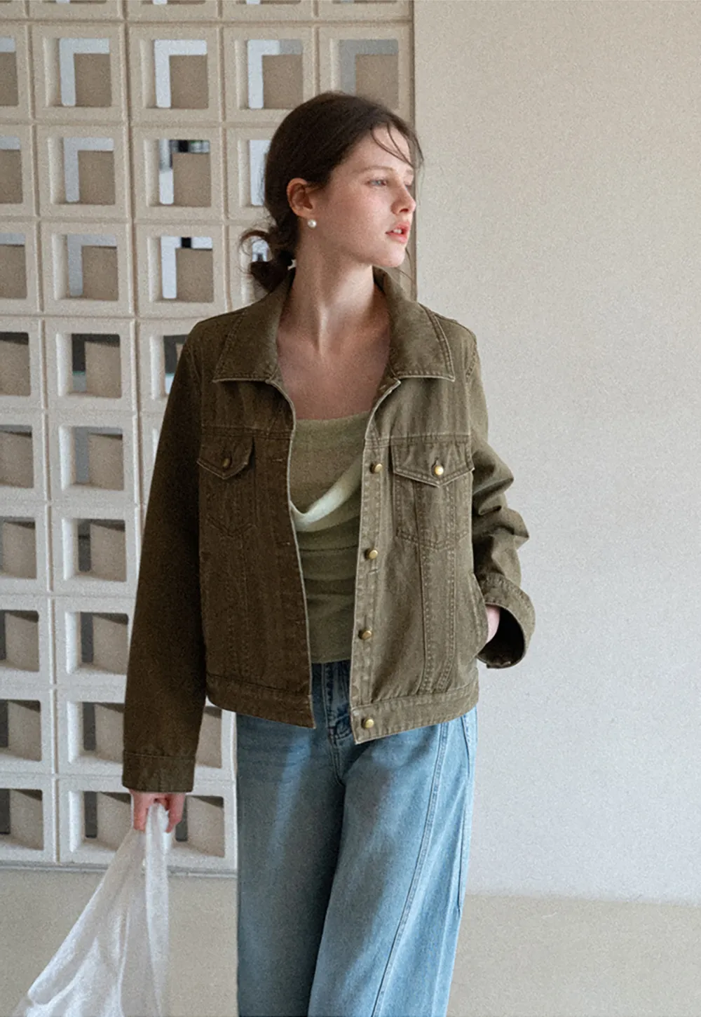 Wide leg high waist denim pants with belt loops