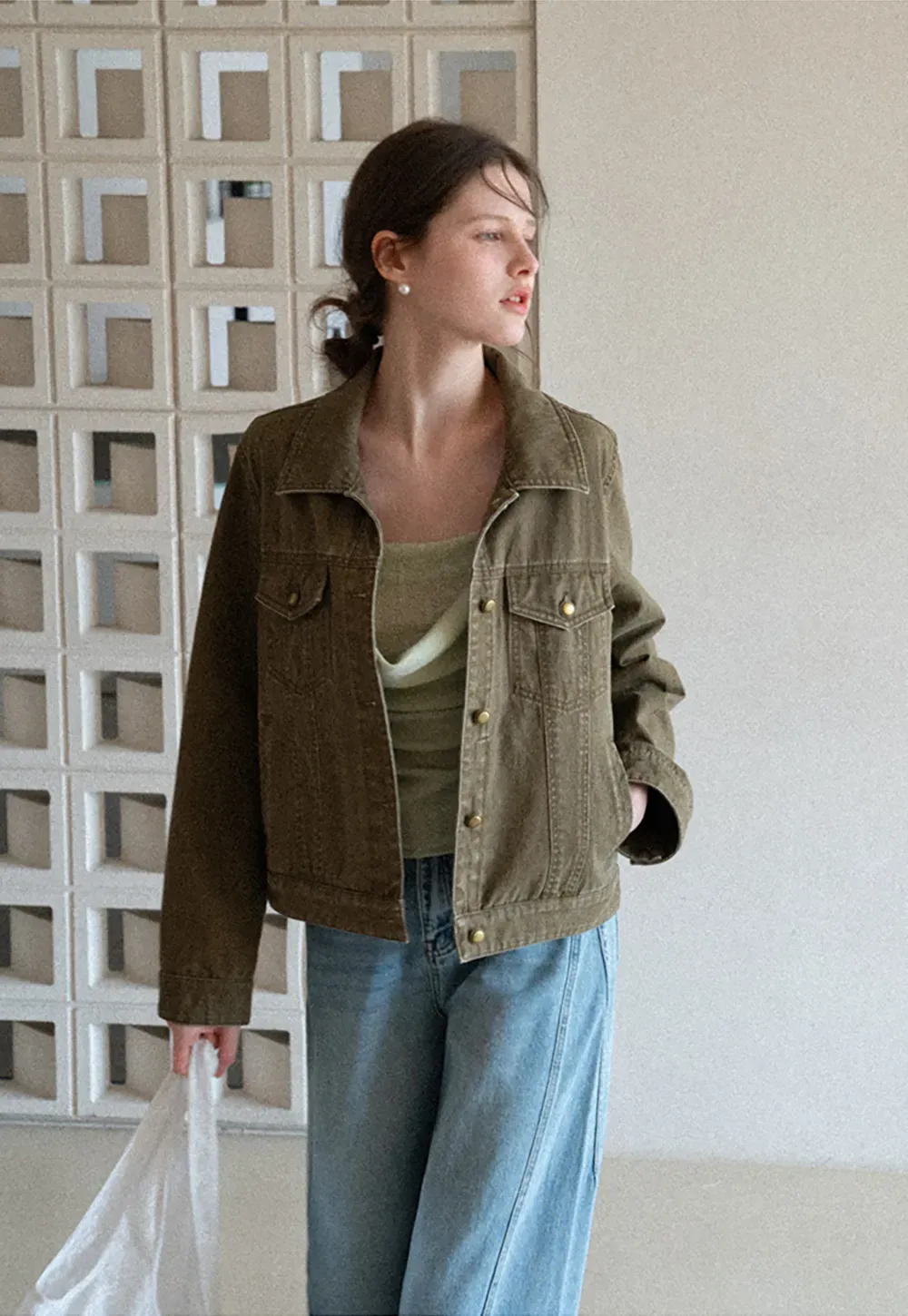 Wide leg high waist denim pants with belt loops