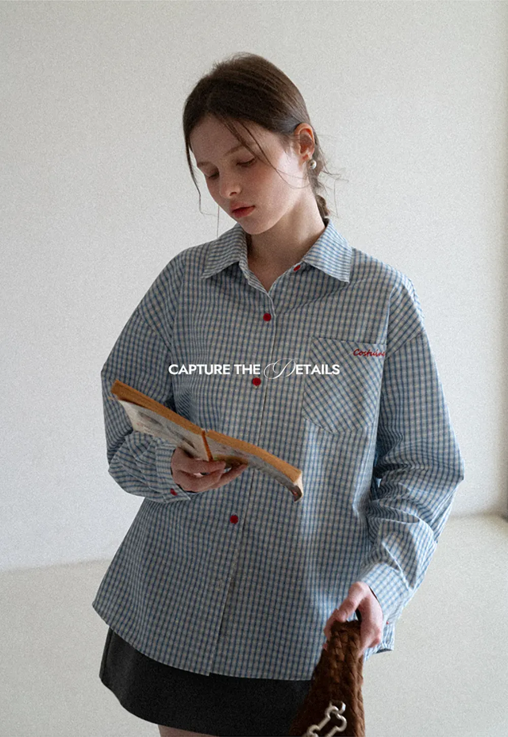 Oversized Checkered Button Up Shirt with Pocket Design