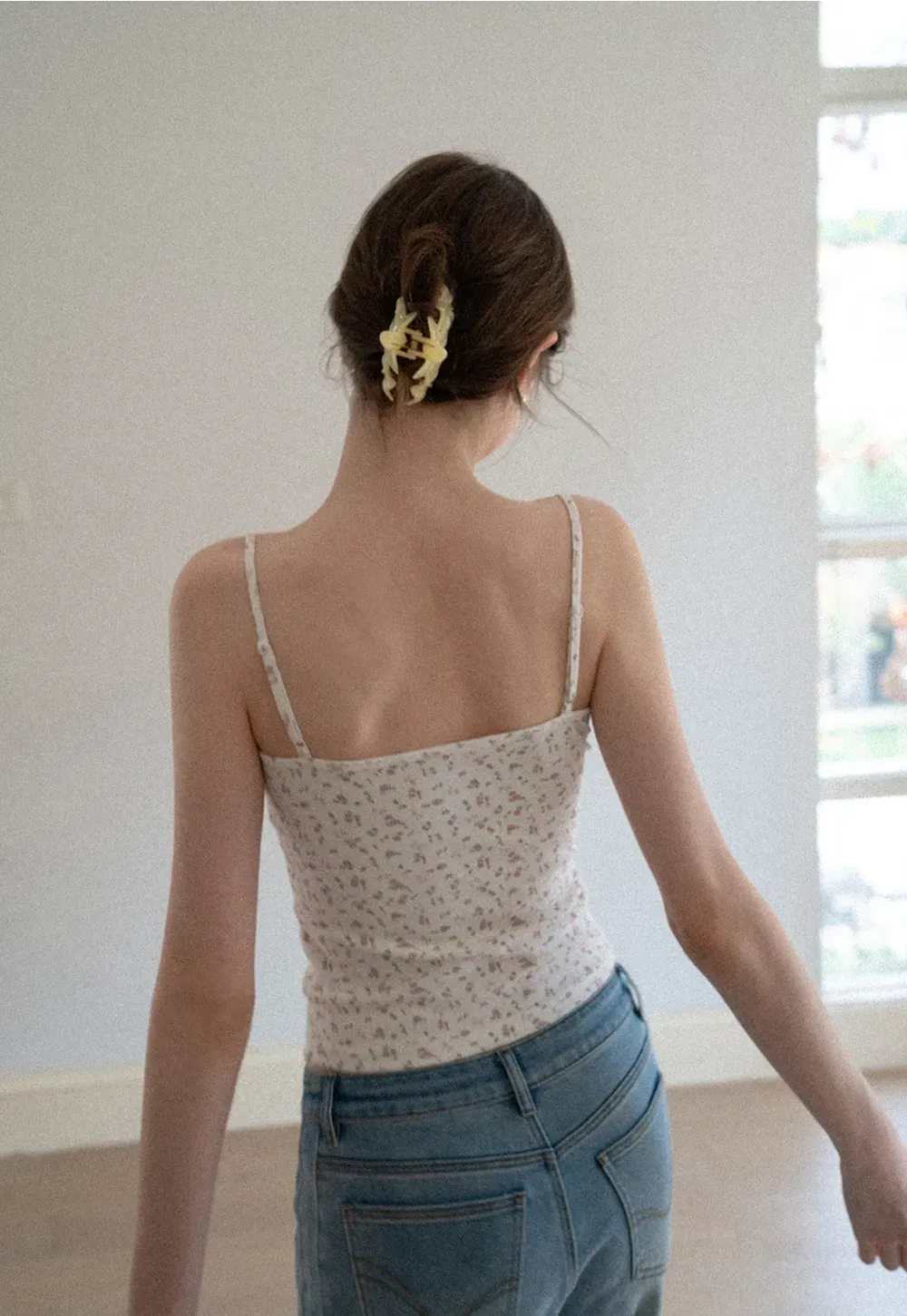 Short sleeve floral print top and tank top set