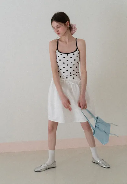 A-line skirt with drawstring waist and layered hem