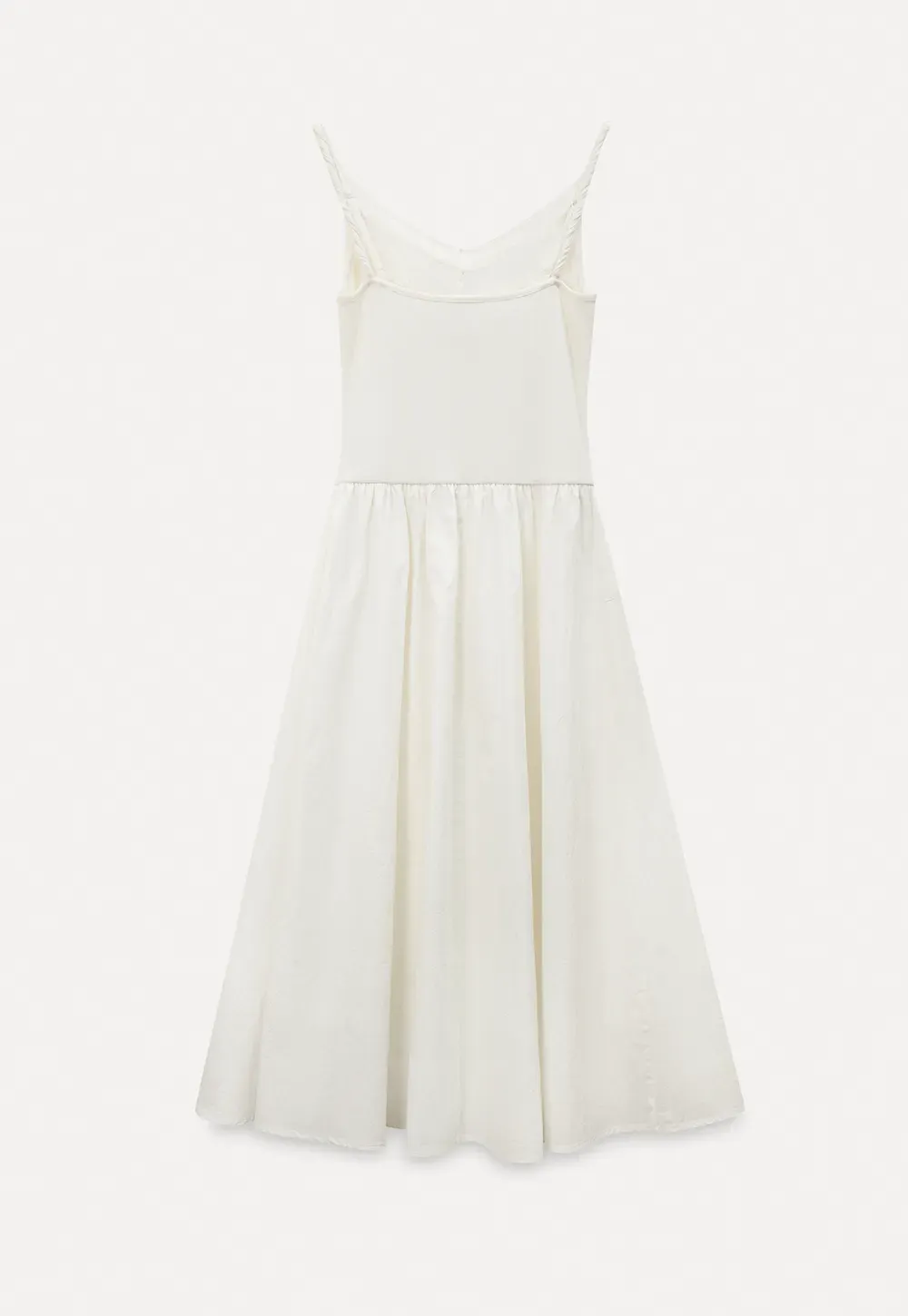 Sleeveless V Neck Midi Dress with Ruched Bodice