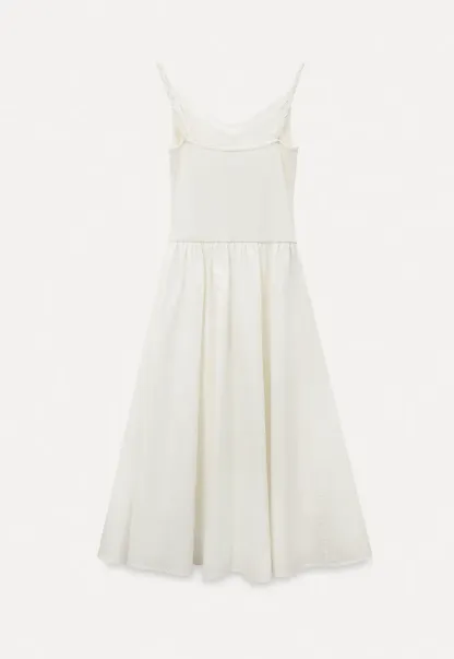 Sleeveless V Neck Midi Dress with Ruched Bodice