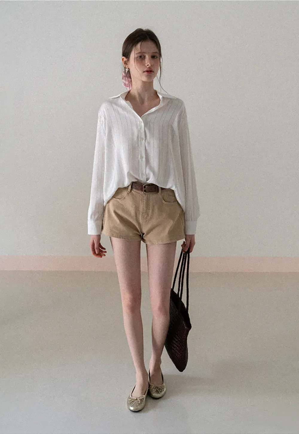 Long Sleeve Button Down Shirt with Vertical Stripes