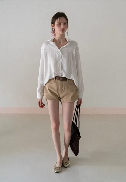 Long Sleeve Button Down Shirt with Vertical Stripes