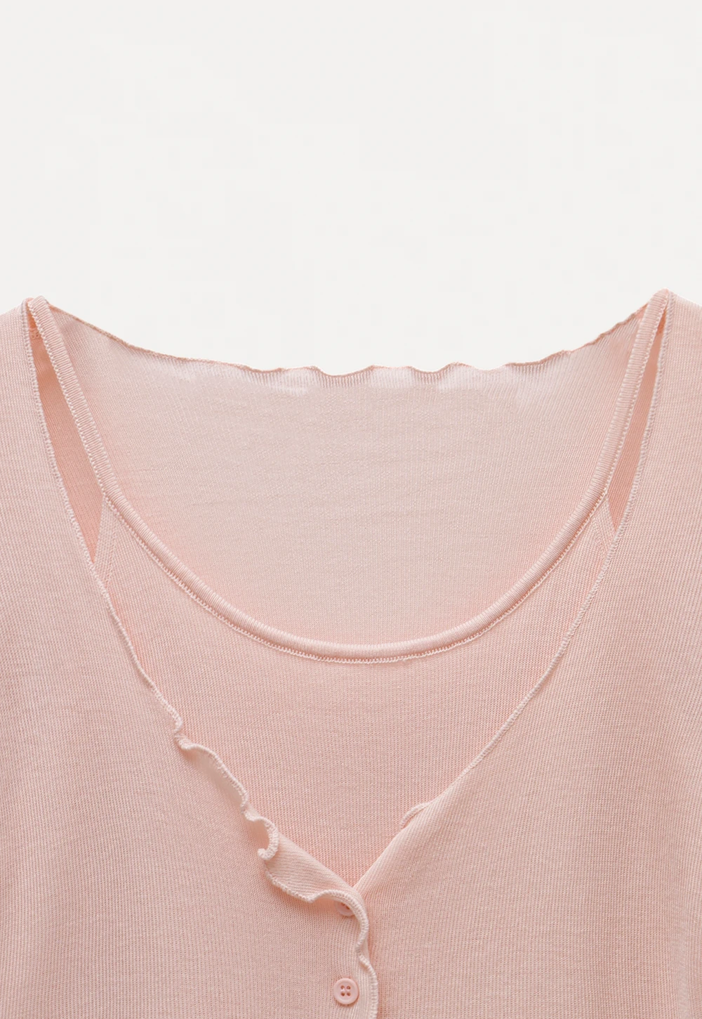 Women’s Ruffle Hem Button Down Knit Top