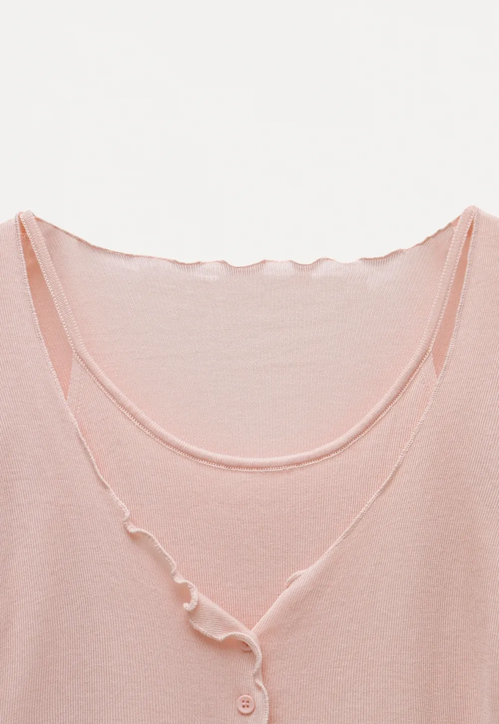 Women’s Ruffle Hem Button Down Knit Top