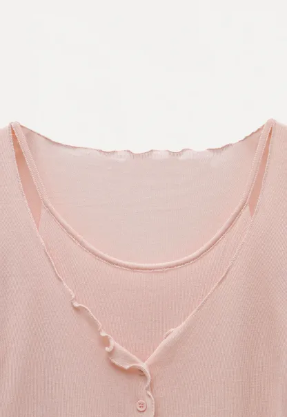 Women’s Ruffle Hem Button Down Knit Top