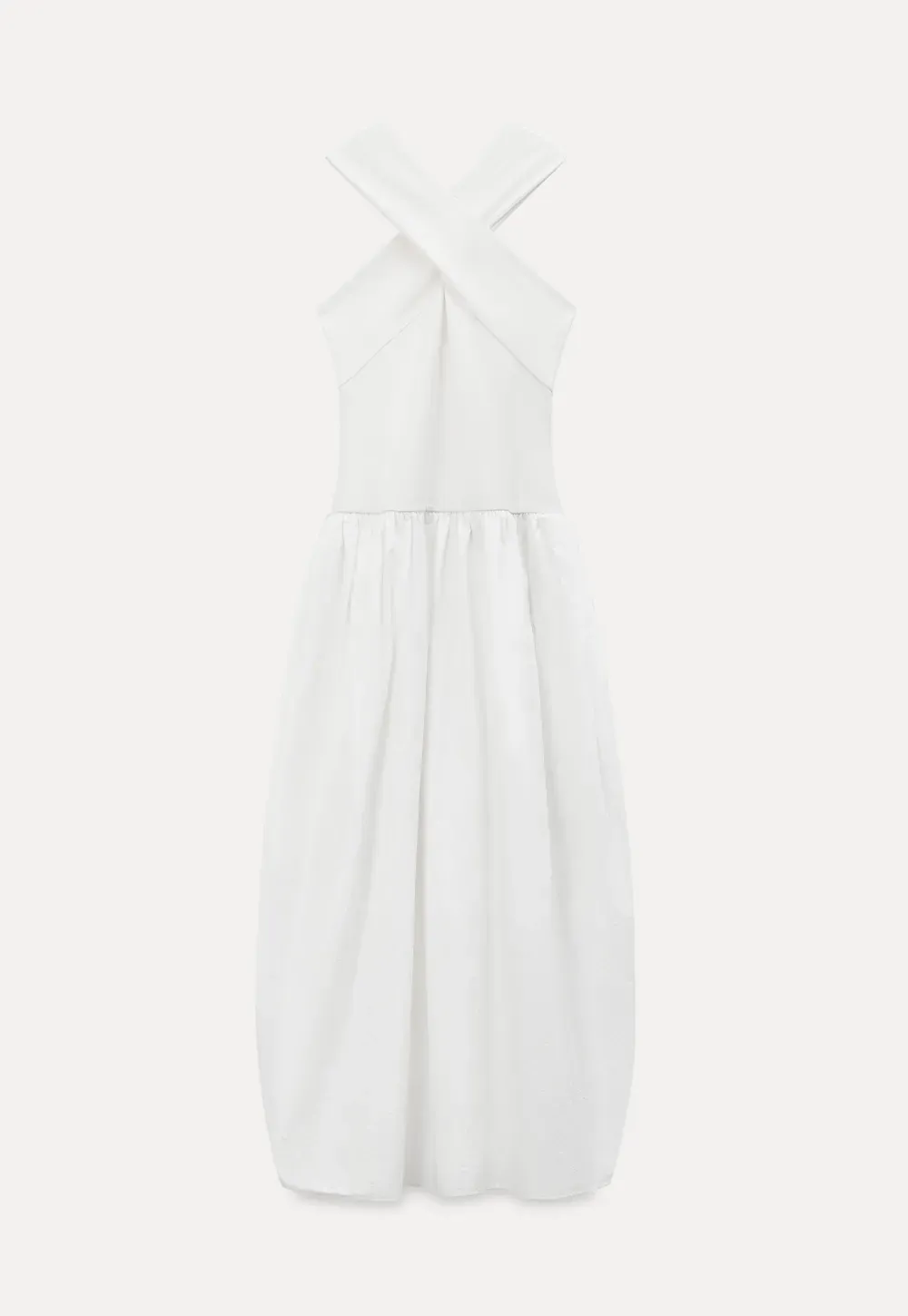 Halter Neck A Line Midi Dress with Pleated Skirt