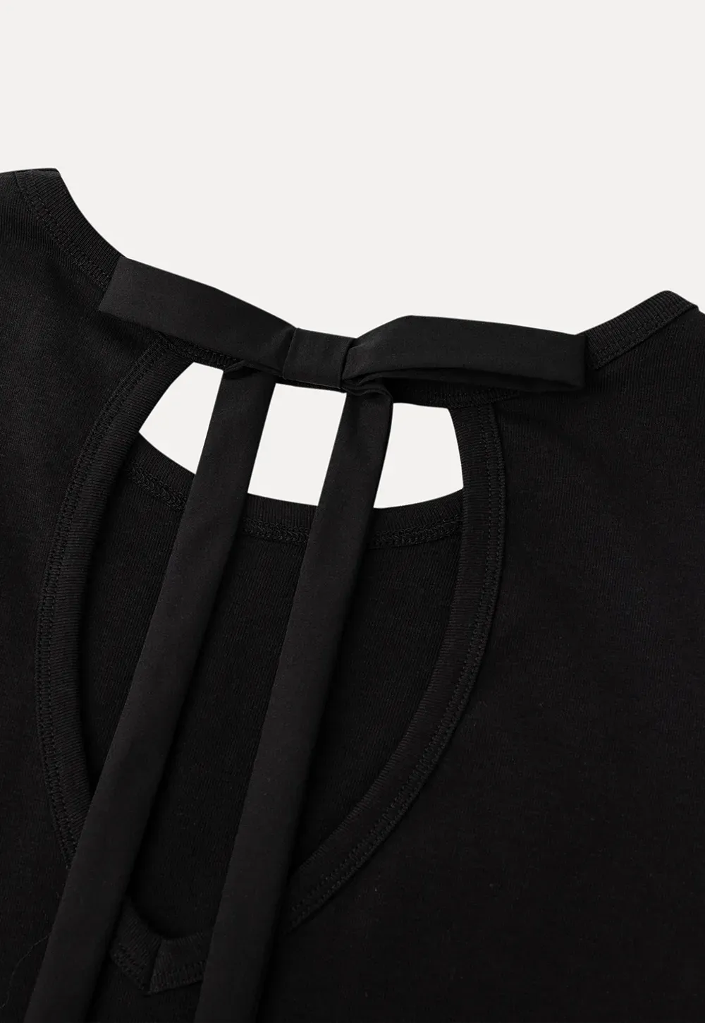 Short Sleeve Dress with Back Cutout and Bow Detail