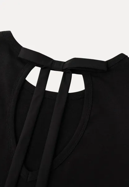 Short Sleeve Dress with Back Cutout and Bow Detail