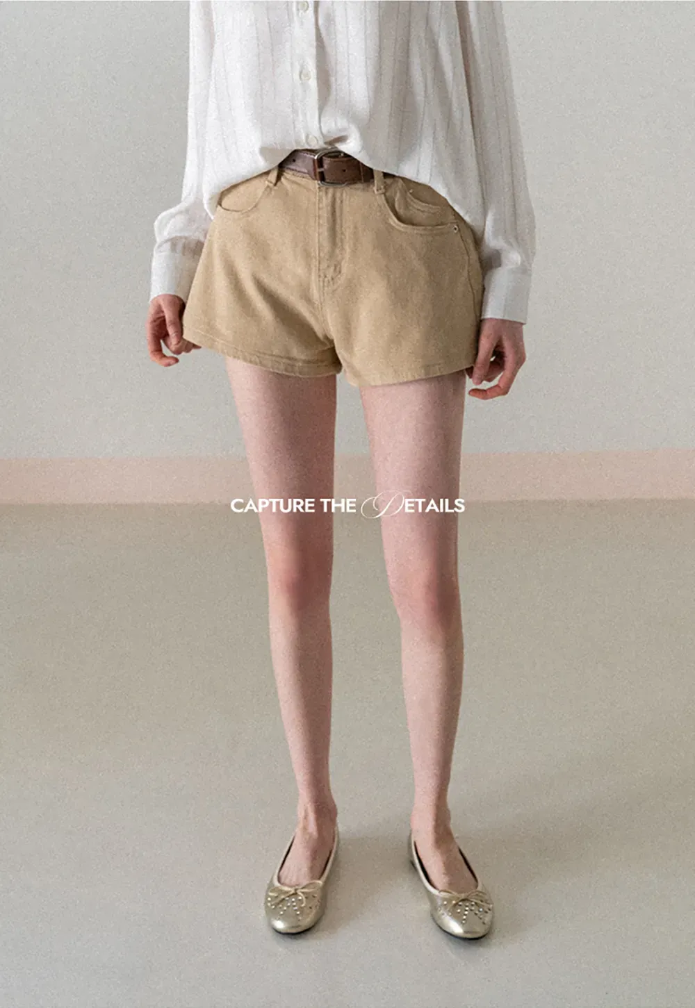 High waist denim shorts with belt loop and front pockets