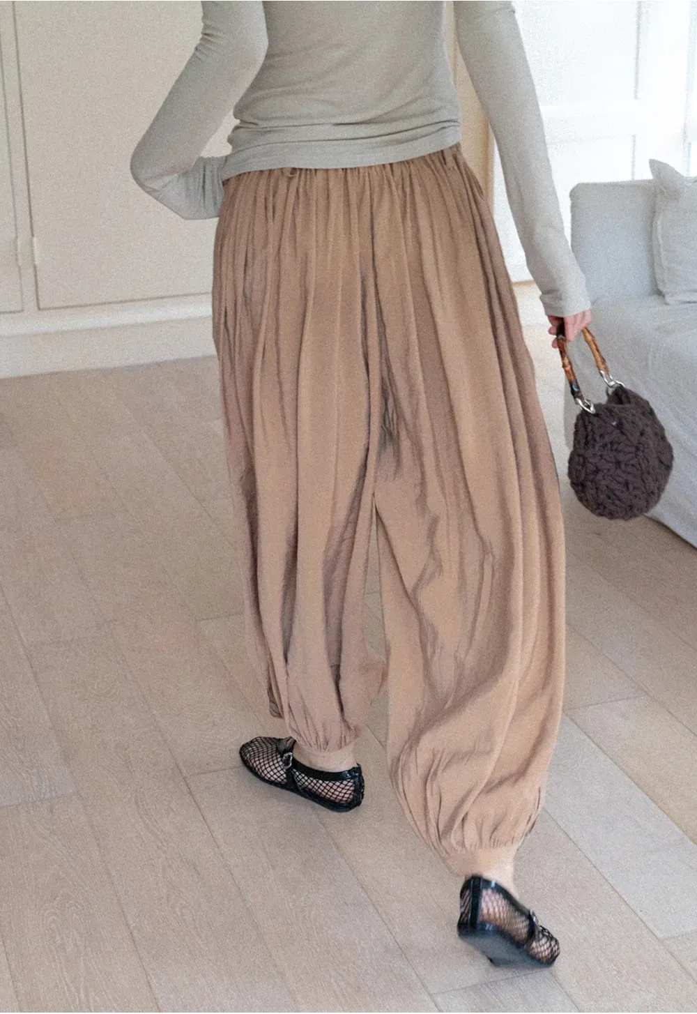Loose Fit Elastic Waist Wide Leg Pants