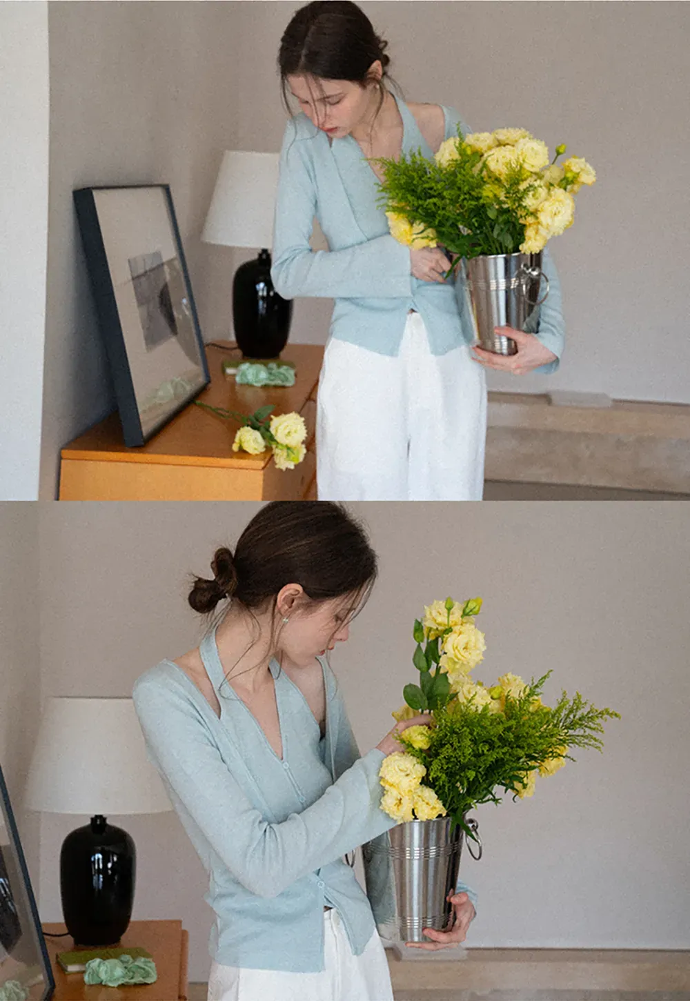 V neck long sleeve knit cardigan with open shoulders