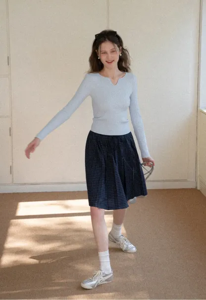 V Neck Cable Knit Sweater Top